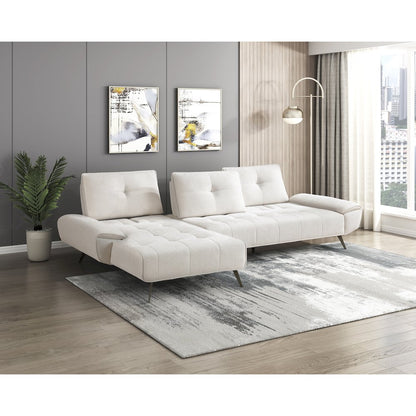 Dominic Chenille 2-Piece Sectional with Left Chaise in Beige