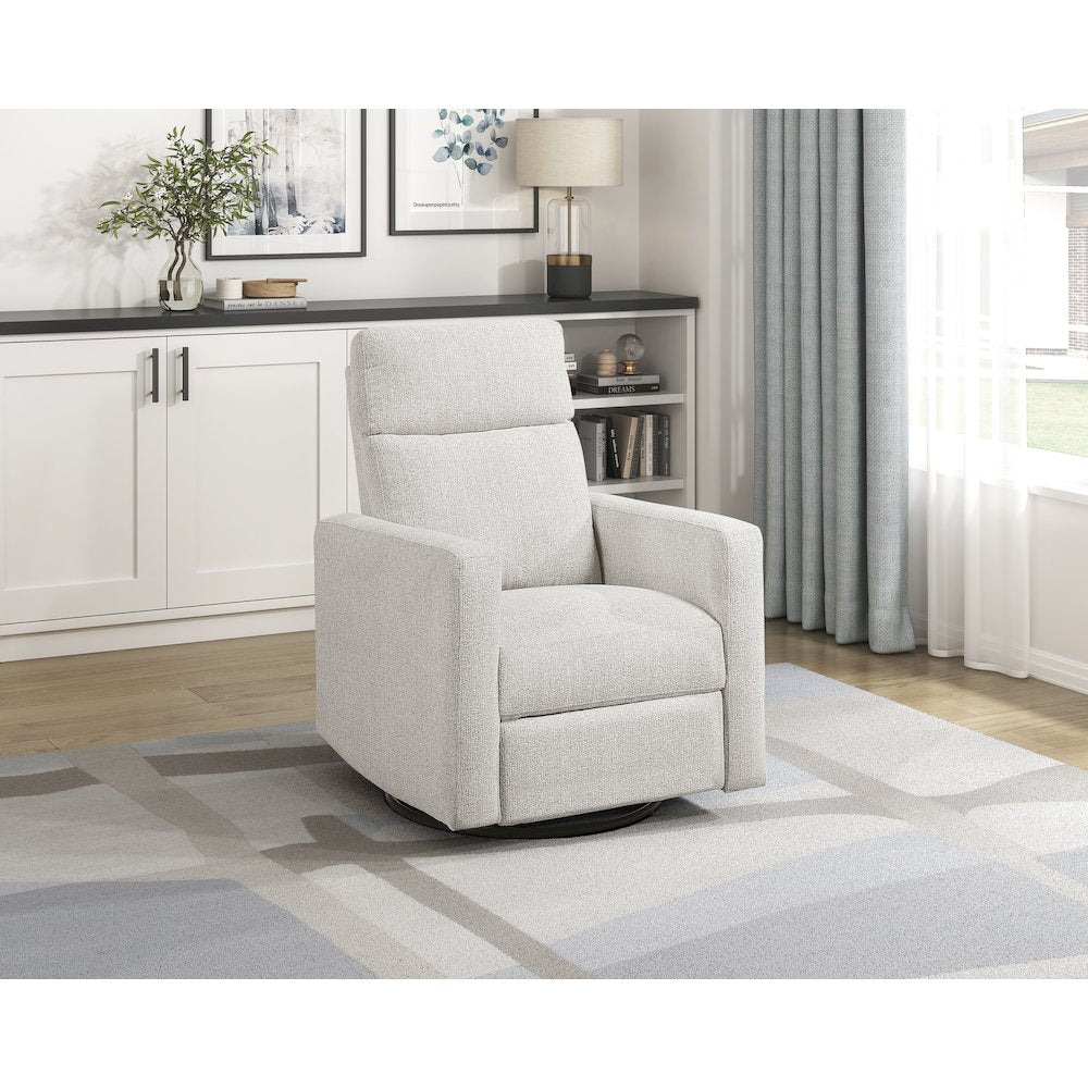 Olathe Chenille Swivel Glider Reclining Chair in Newsprint