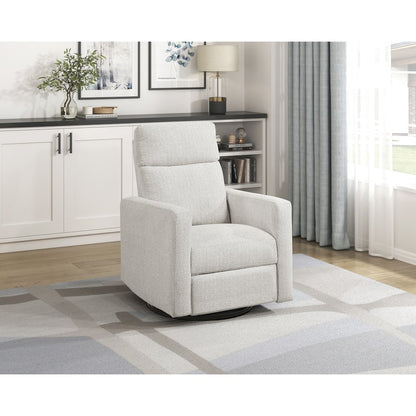Olathe Chenille Swivel Glider Reclining Chair in Newsprint