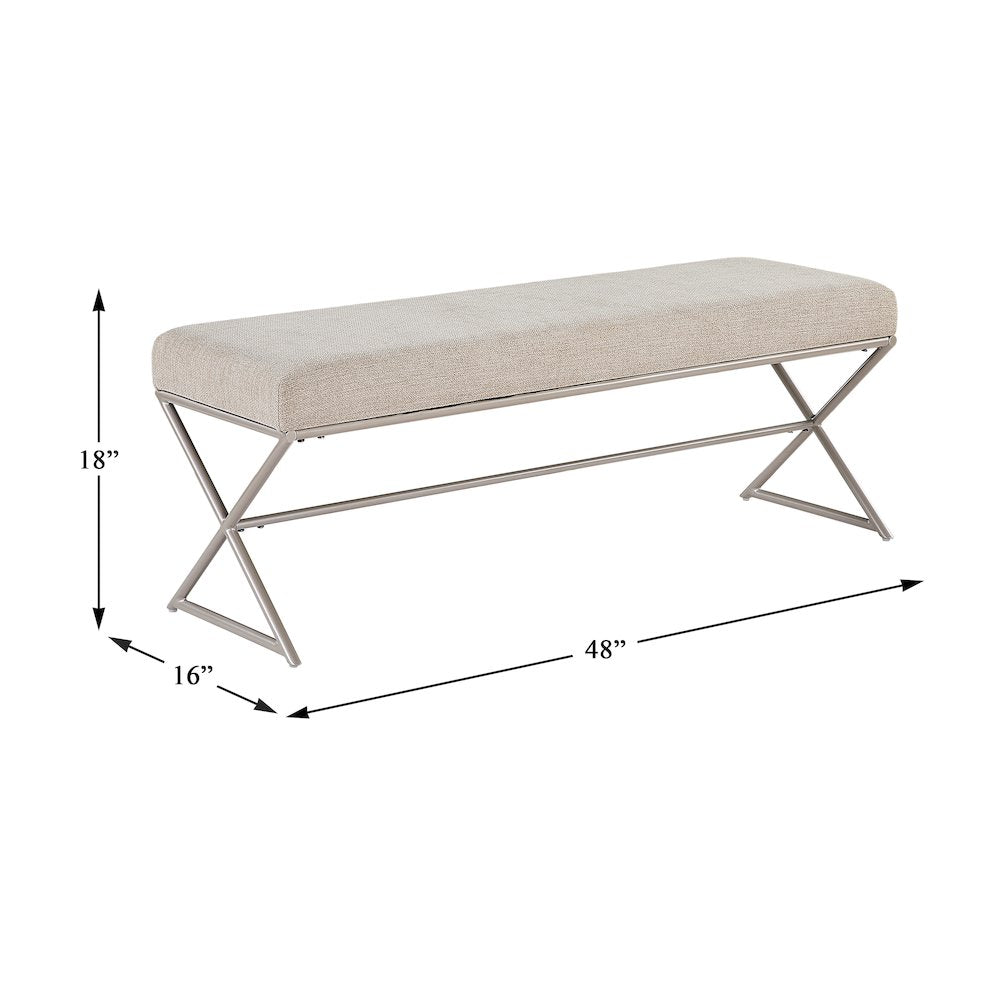 Wexley Chenille Bench in Taupe