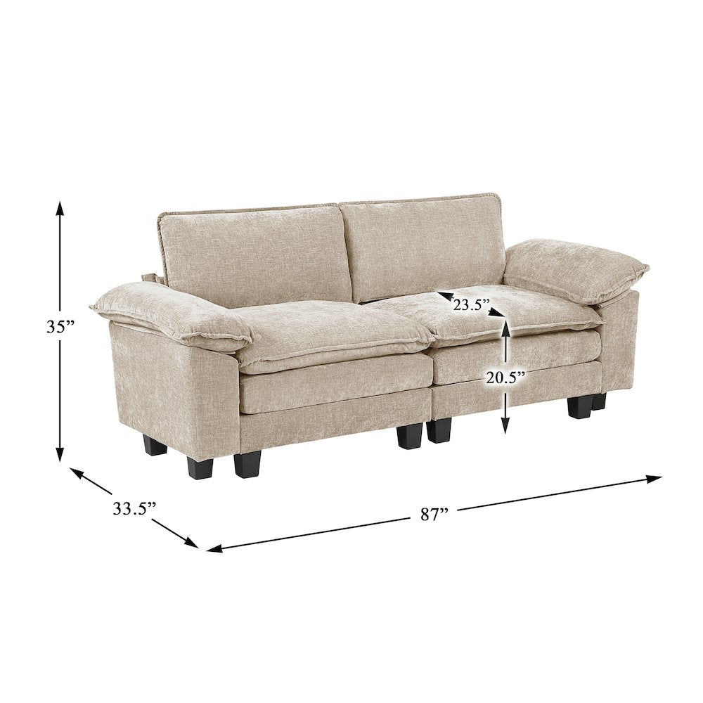 Dublin Chenille Love Seat in Taupe