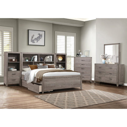 Woodrow Asian Hardwood Pier/Tower Nightstand in Gray