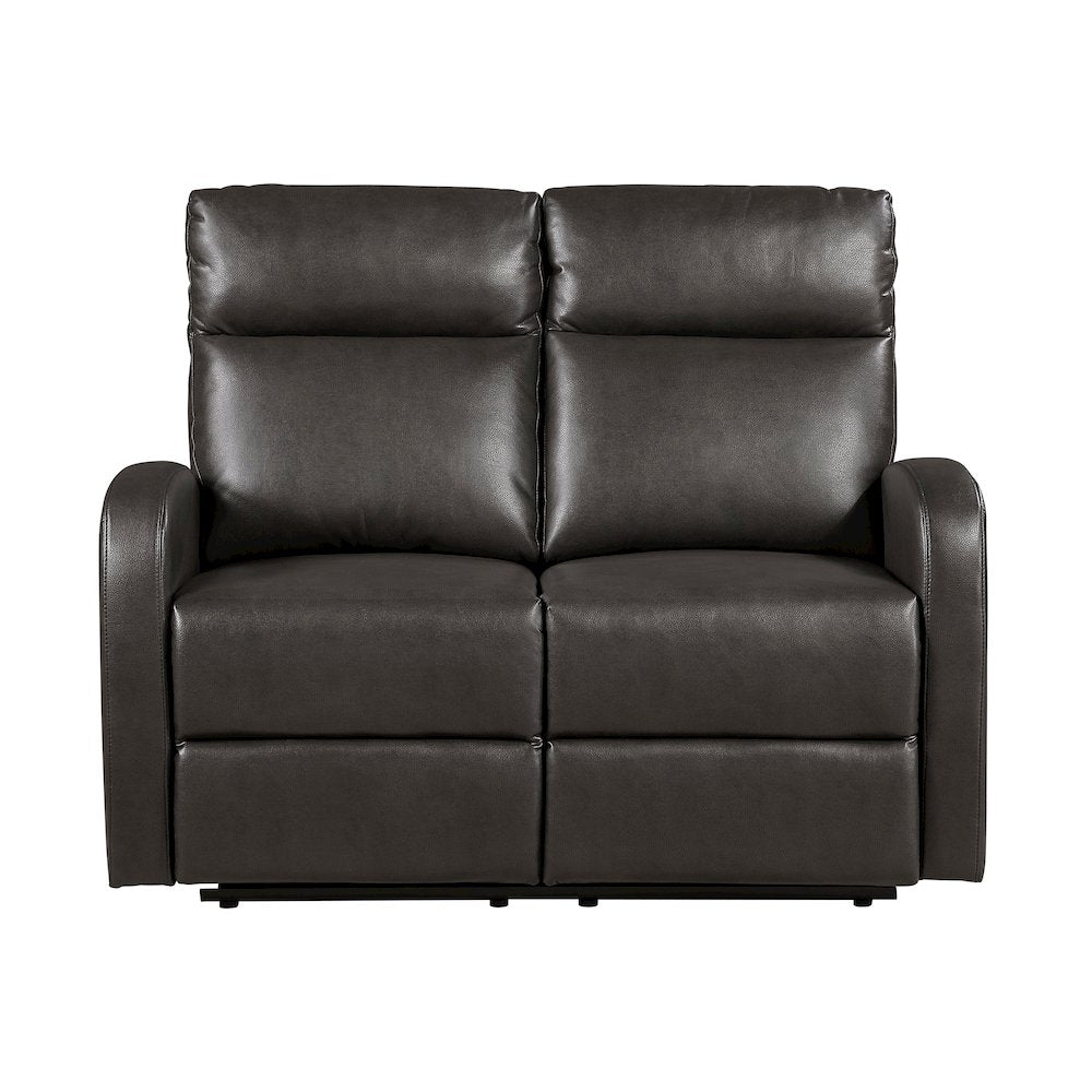 Allen Faux Leather Double Reclining Love Seat in Espresso