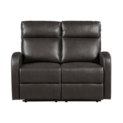 Allen Faux Leather Double Reclining Love Seat in Espresso