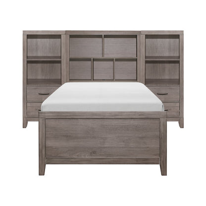Woodrow Asian Hardwood 3pc Set Twin Wall Bed in Gray