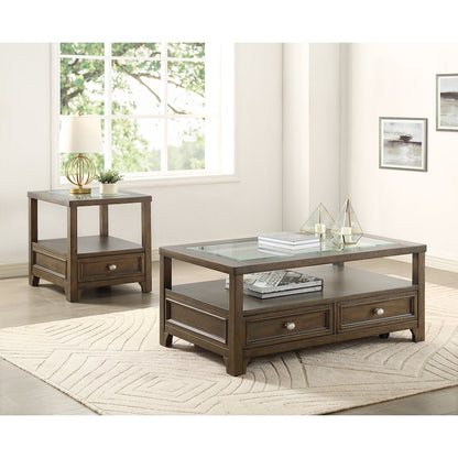 Auburn Asian Hardwood End Table in Charcoal Brown