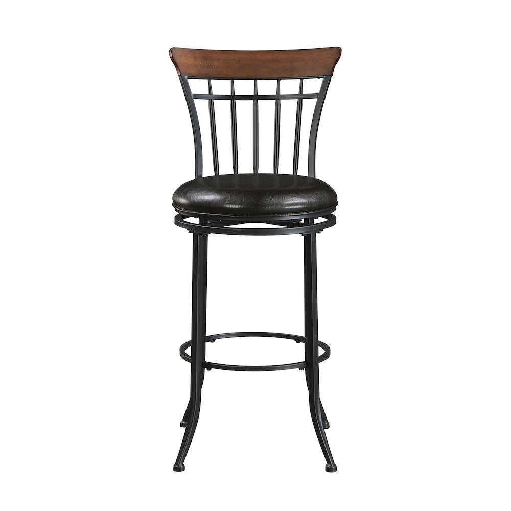 Ira Faux Leather Swivel Pub Height Chair in Brown