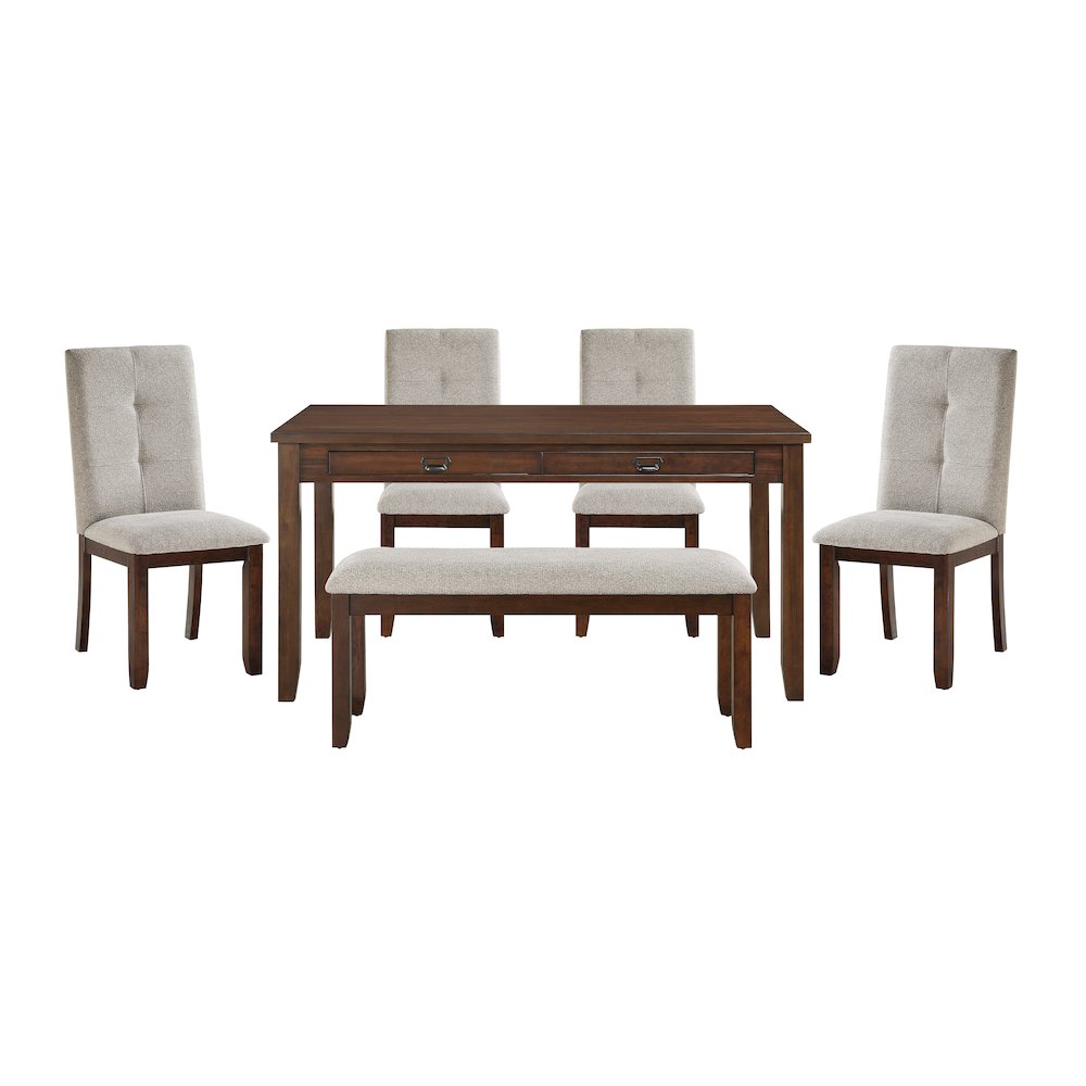 Binghampton Asian Hardwood 6-Piece Dining Set in Dark Cherry