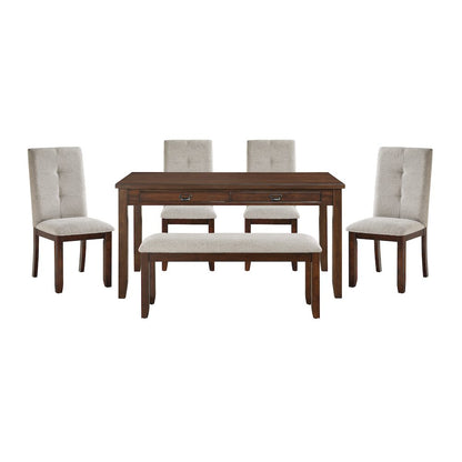 Binghampton Asian Hardwood 6-Piece Dining Set in Dark Cherry