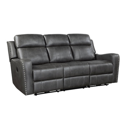 Kellen Microfiber Power Double Reclining Sofa in Smoky Gray