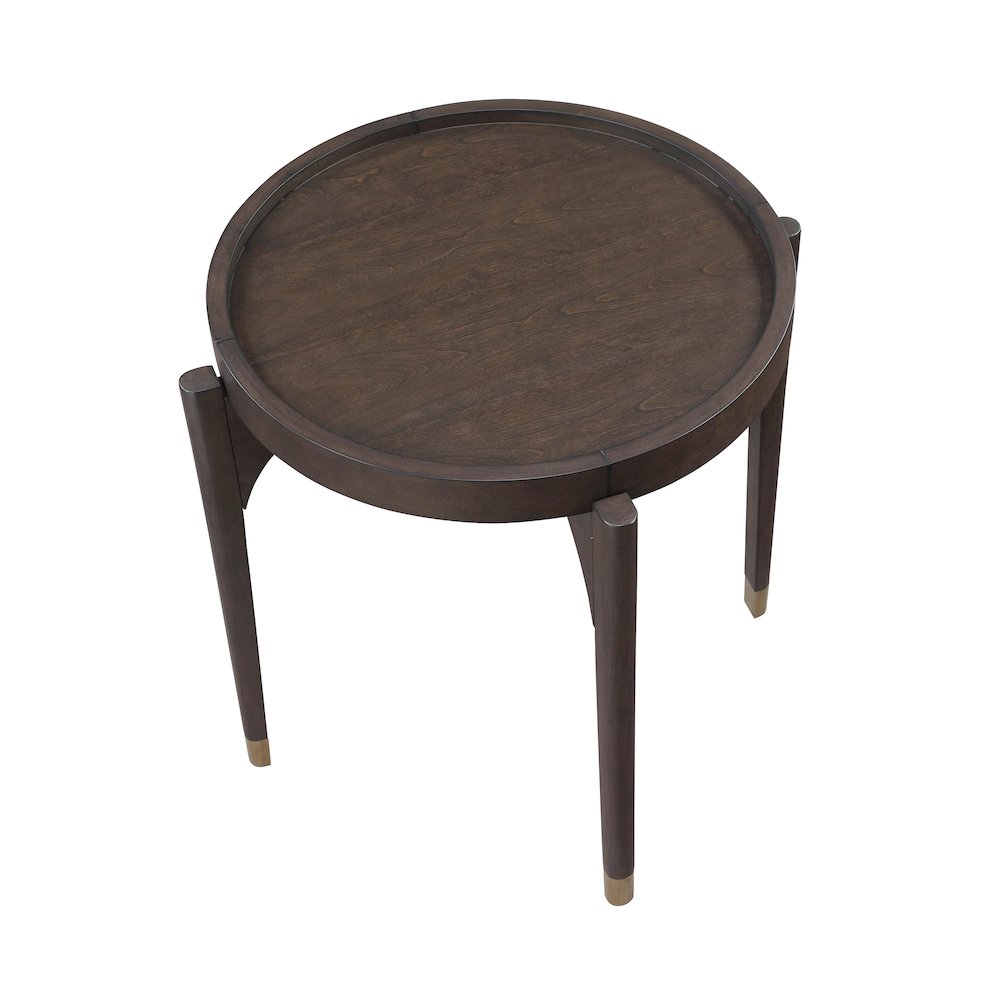 Anton Asian Hardwood End Table in Dark Brown