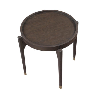 Anton Asian Hardwood End Table in Dark Brown