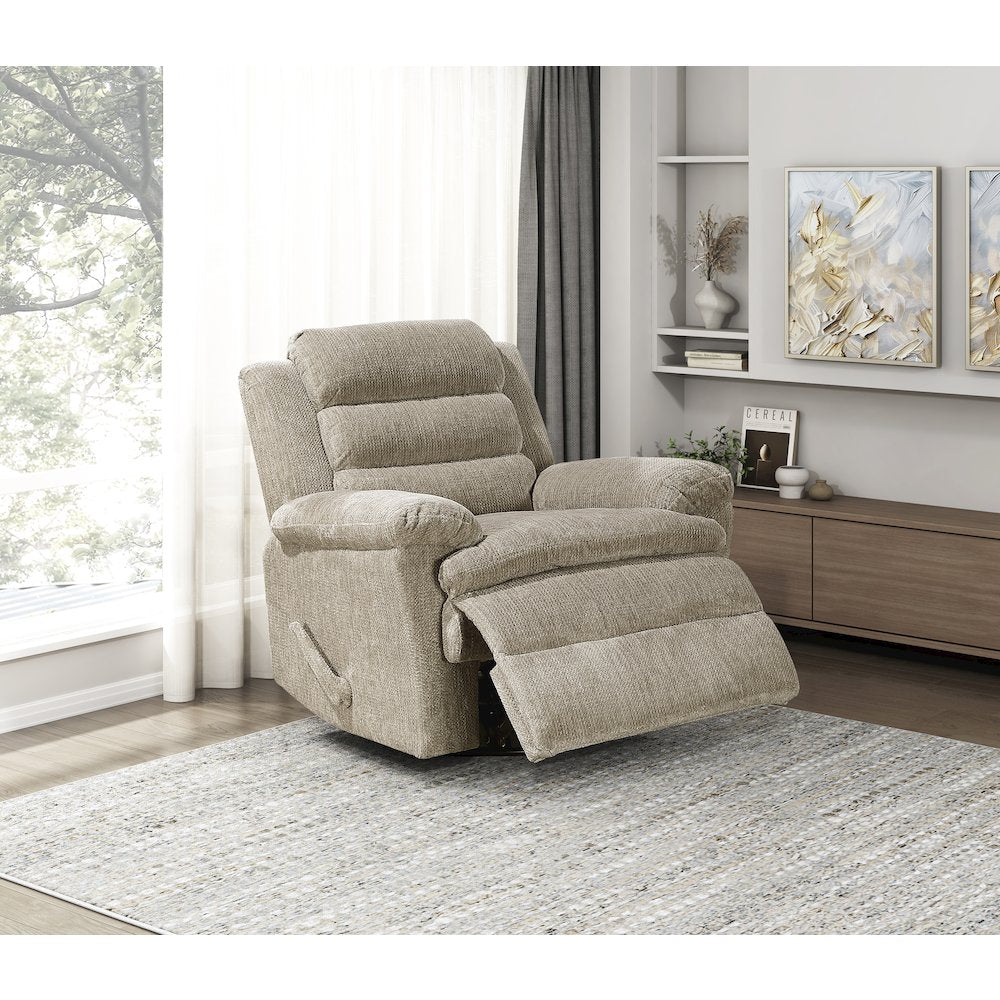Oxford Microfiber Swivel Glider Reclining Chair in Brown