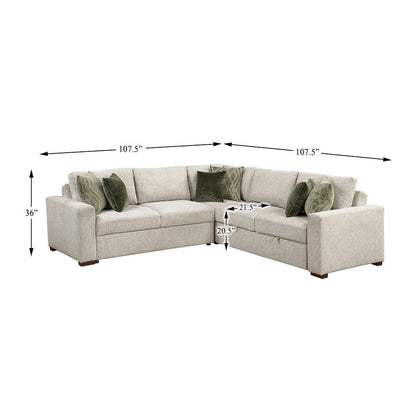 Isla Microfiber 3-Piece Sectional with Pull-out Bed in Sage Sand