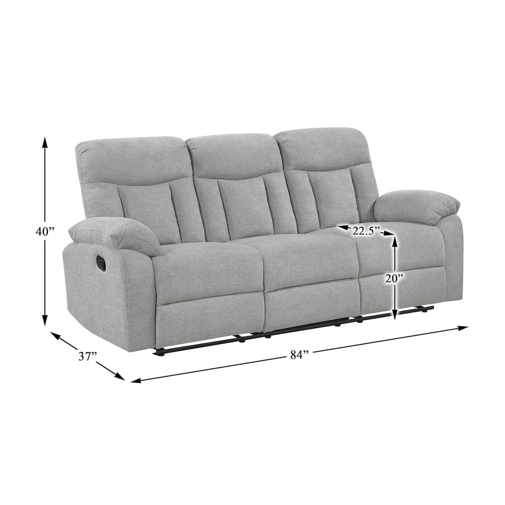 Jules Chenille 3pc Set: Sofa, Love, Chair in Gray