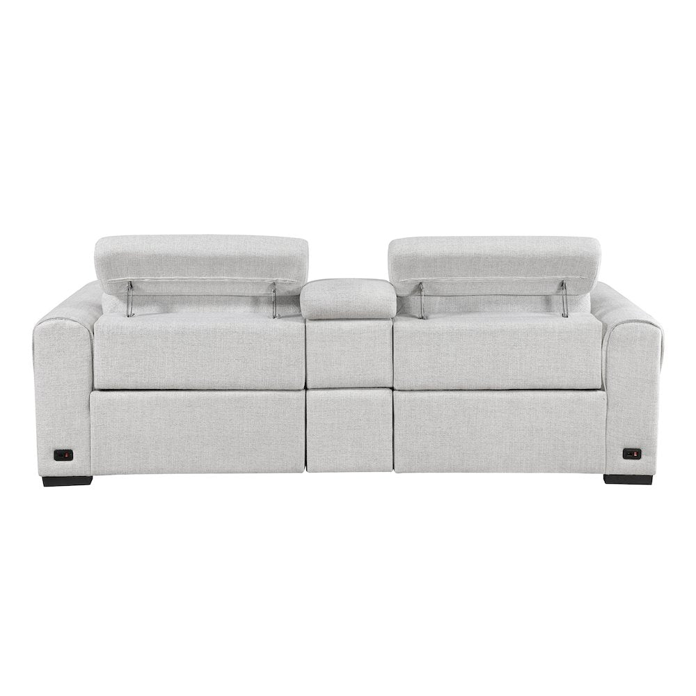 McPherson Chenille Power Double Reclining Love Seat in Cloud