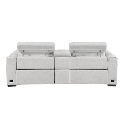 McPherson Chenille Power Double Reclining Love Seat in Cloud