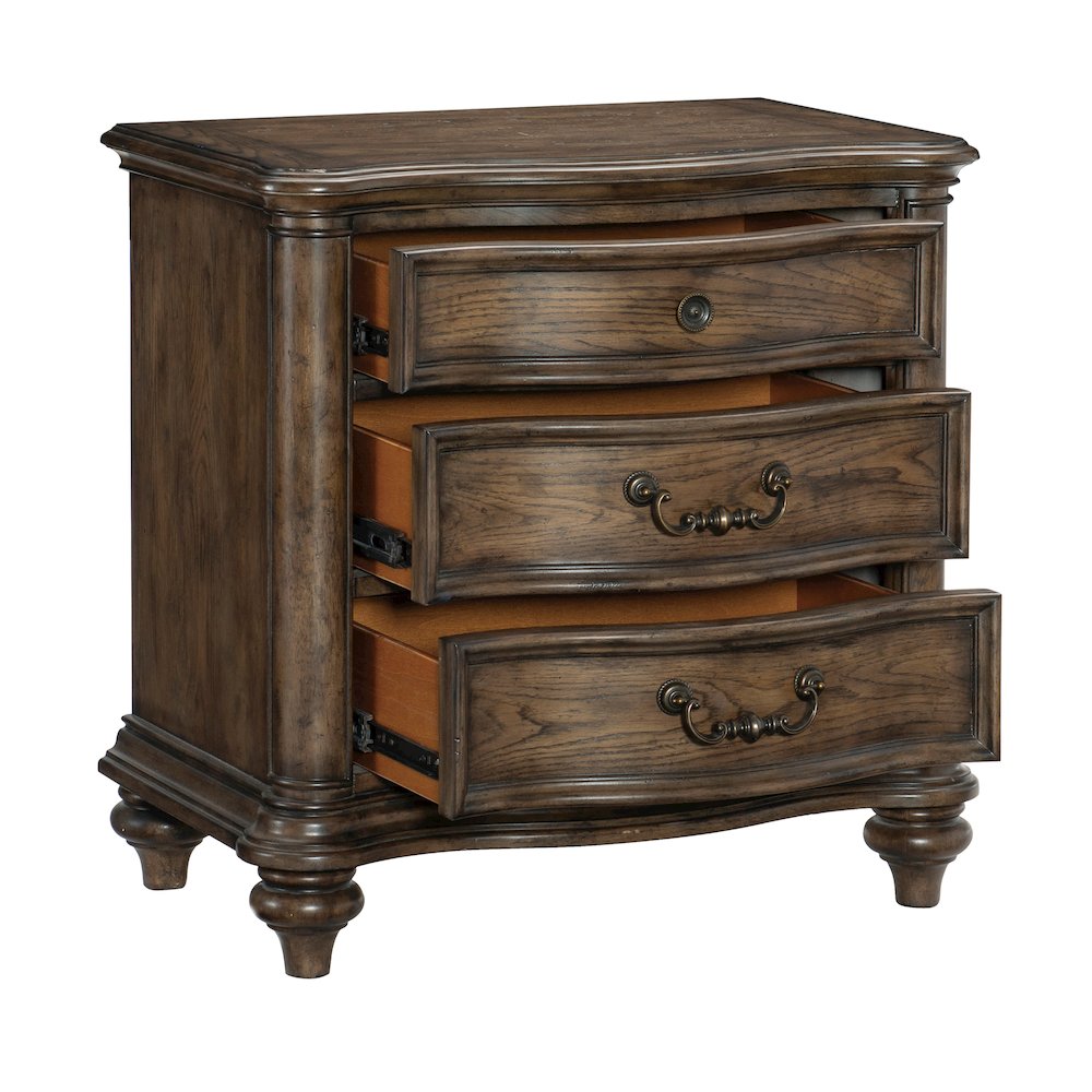 Heath Court Asian Hardwood Nightstand in Brown Oak