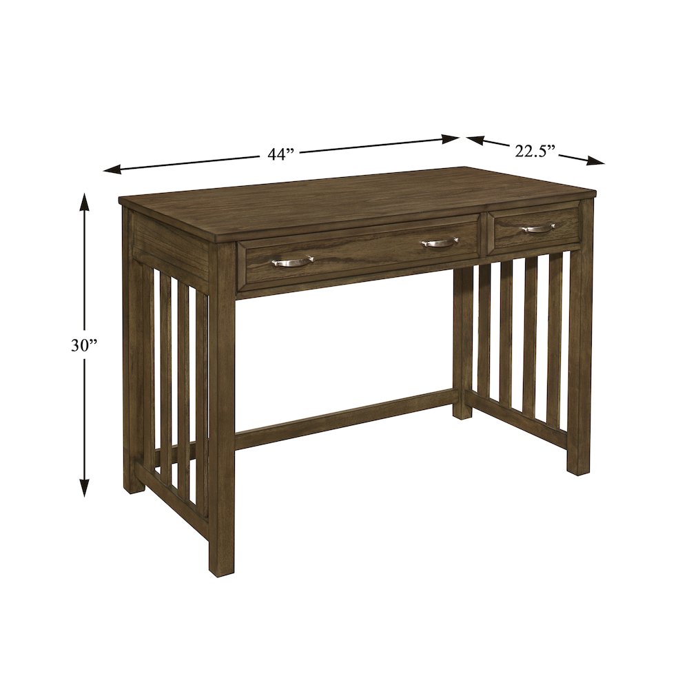 Blanche Asian Hardwood Desk in Brown Gray