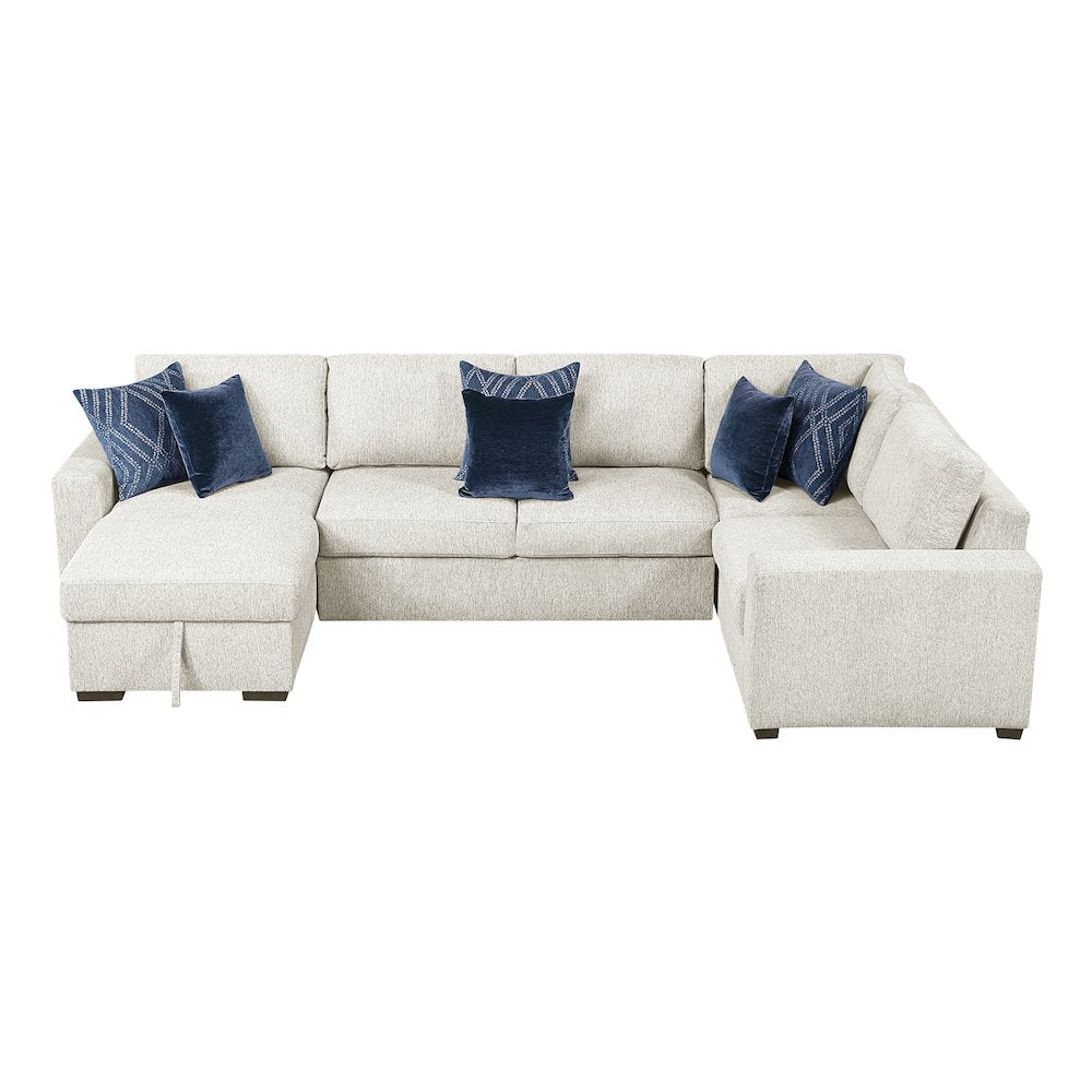 Isla Microfiber 4-Piece Sectional with Reversible Chaise in Beige