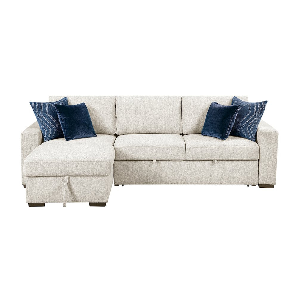 Isla Microfiber 2-Piece Sectional with Reversible Chaise in Beige