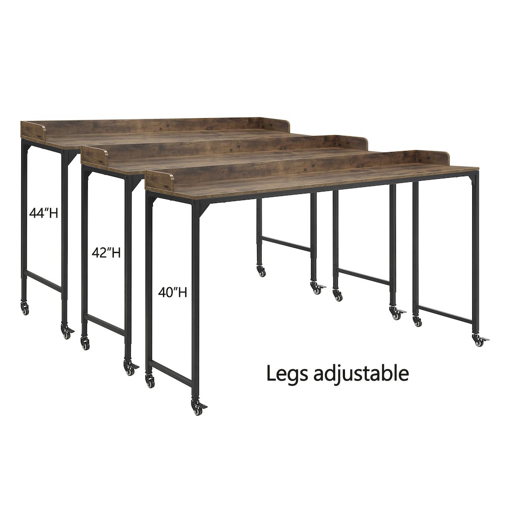 Sumter Faux Wood Over-The-Bed Desk in Rustic and Black Metal Finish