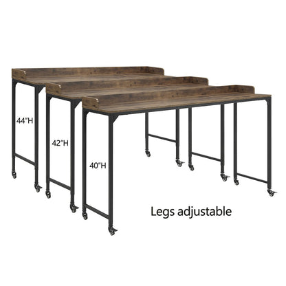 Sumter Faux Wood Over-The-Bed Desk in Rustic and Black Metal Finish