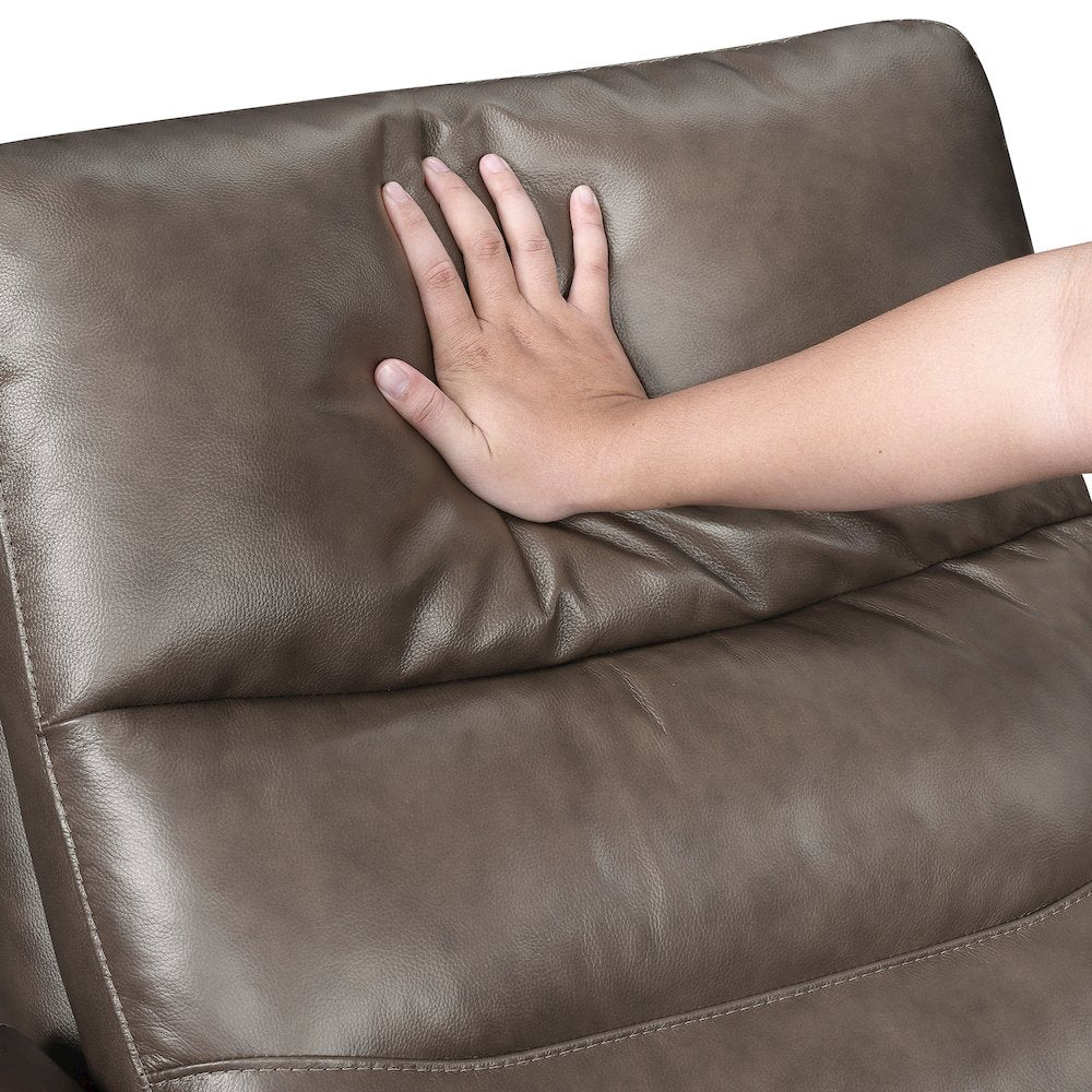 Cassian Leather Swivel Glider Reclining Chair in Dark Brown