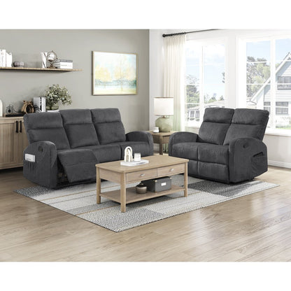 Allen Microfiber 2pc Set: Sofa, Love in Dark Gray