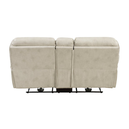 Proctor Microfiber Pwr Dbl Reclining L. Seat with Center Console in Sand