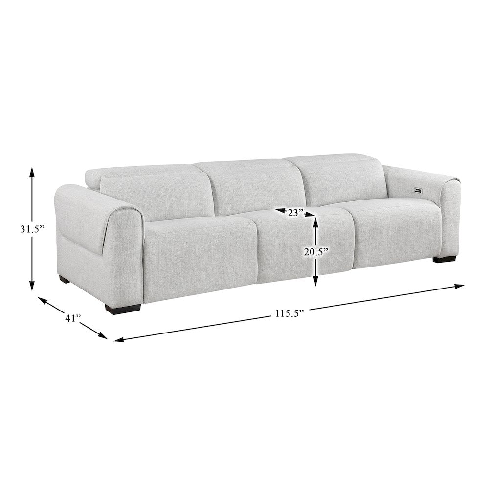 McPherson Chenille Power Double Reclining Sofa in Cloud