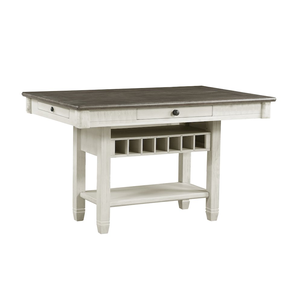 Granby Pine Counter Height Dining Table in Antique White and Rosy Brown
