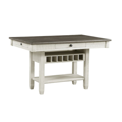 Granby Pine Counter Height Dining Table in Antique White and Rosy Brown