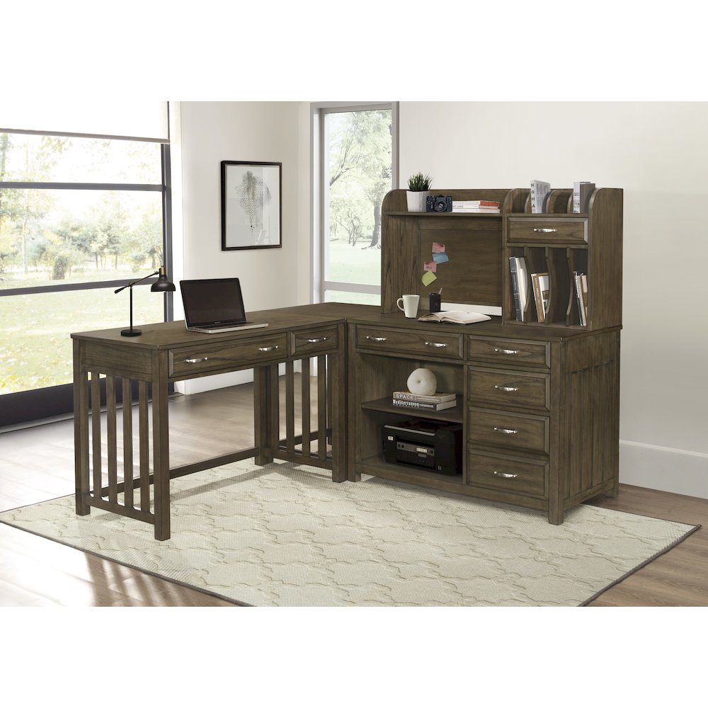 Blanche Asian Hardwood Corner in Brown Gray