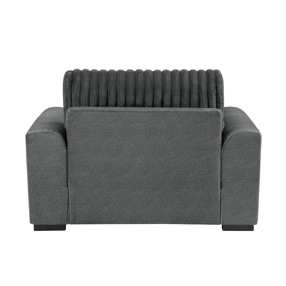 Athena Textured 3pc Set: Sofa, Loveseat, Chair in Dark Gray