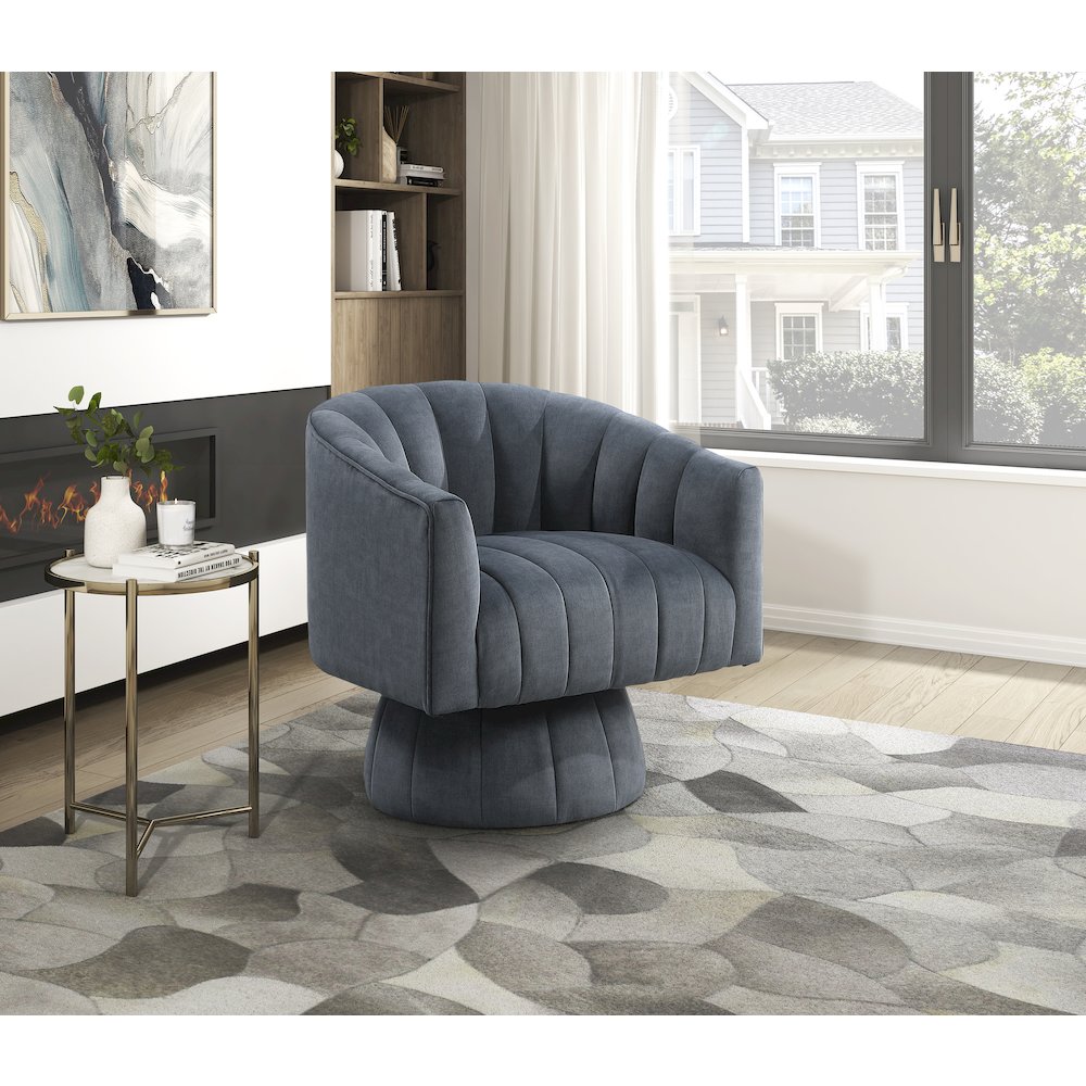 Lonita Velvet Swivel Chair in Dark Gray