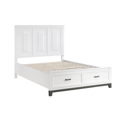 Garretson Acacia QN Pltfm Bed in 2-Tone Finish (White n Metallic Gray)