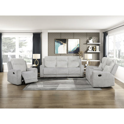 Benton Corduroy 3pc Set: Sofa, Love, Chair in Light Gray