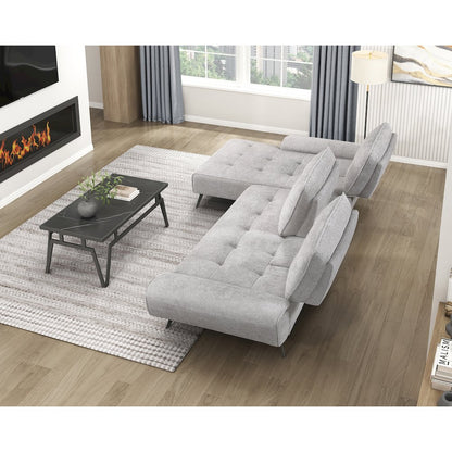 Dominic Chenille 2-Piece Sectional with Left Chaise in Light Gray