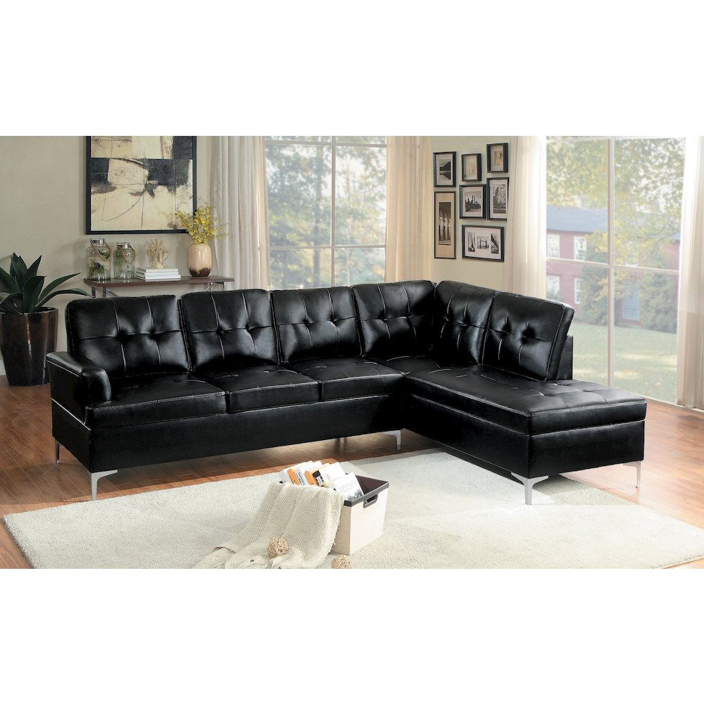 Barrington Faux Leather 2-piece set Sectional Sofa in Black