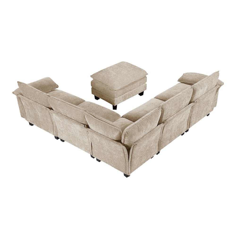 Dublin Chenille 6-Piece Modular Sectional with Ottoman in Taupe