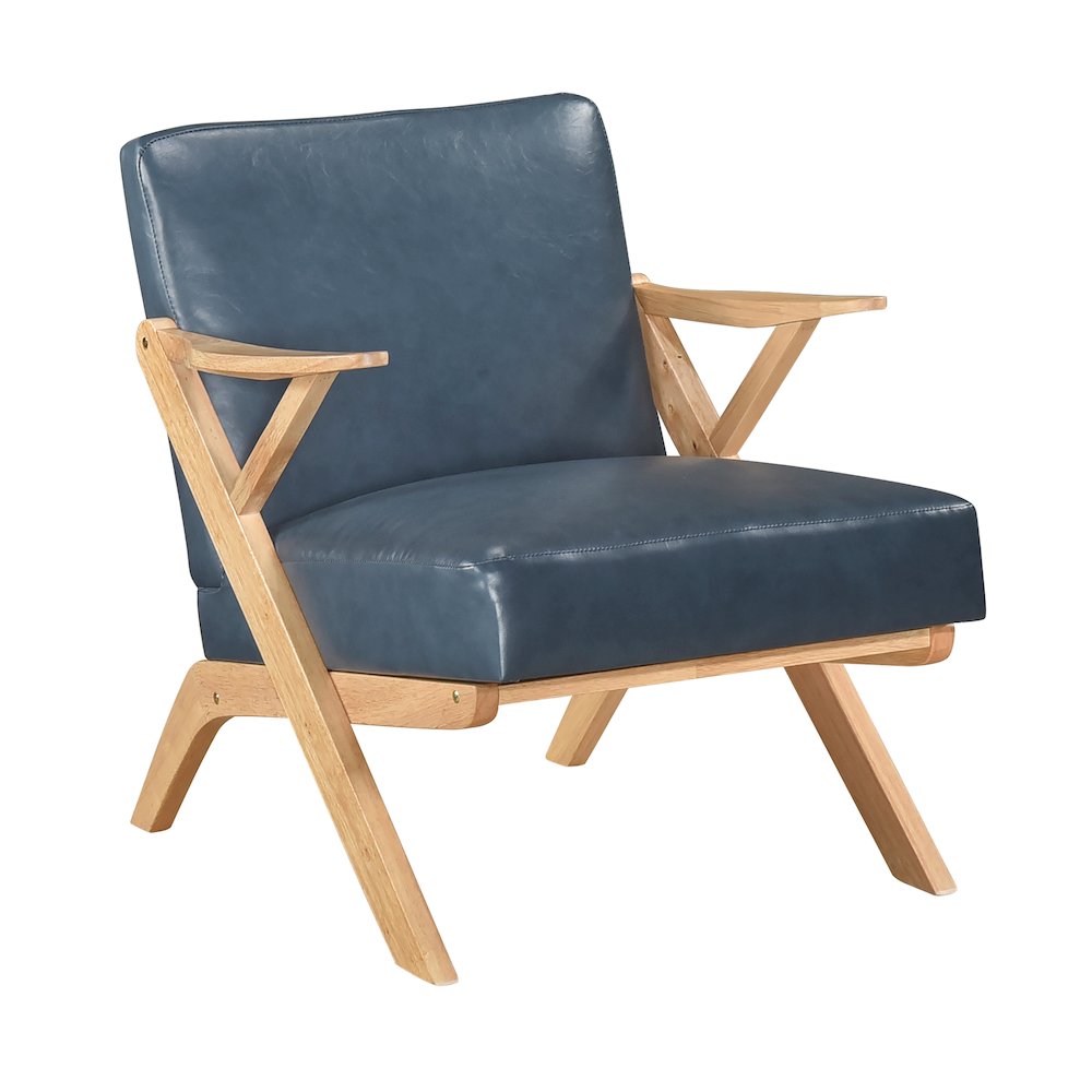 Gideon Faux Leather Accent Chair in Blue