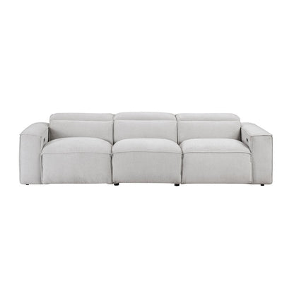 Phoebe Microfiber Power Double Reclining Sofa in Light Gray