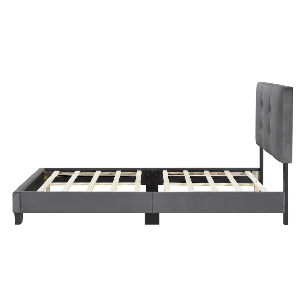 Newberry Velvet Twin Platform Bed in Dark Gray
