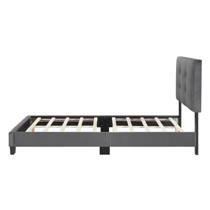 Newberry Velvet Twin Platform Bed in Dark Gray