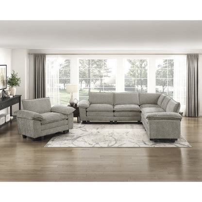 Dublin Chenille 5-Piece Modular Sectional in Dark Pewter