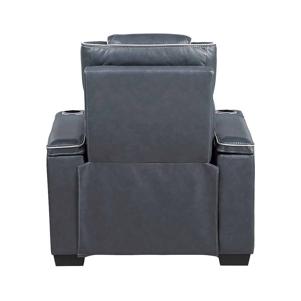 Apex Leather Power Reclining Chair with Power Headrest in Blue
