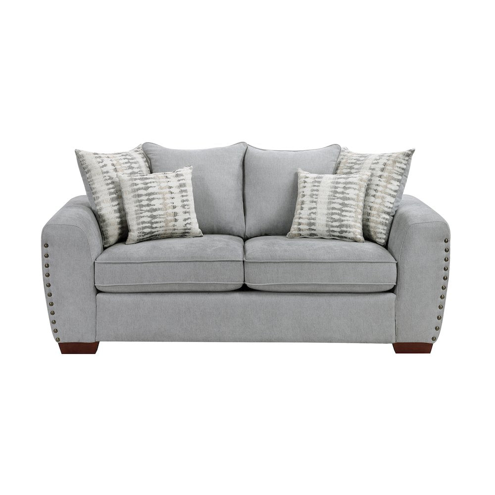 Hume Chenille 2pc Set: Sofa, Loveseat in Gray