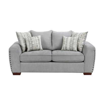 Hume Chenille 2pc Set: Sofa, Loveseat in Gray