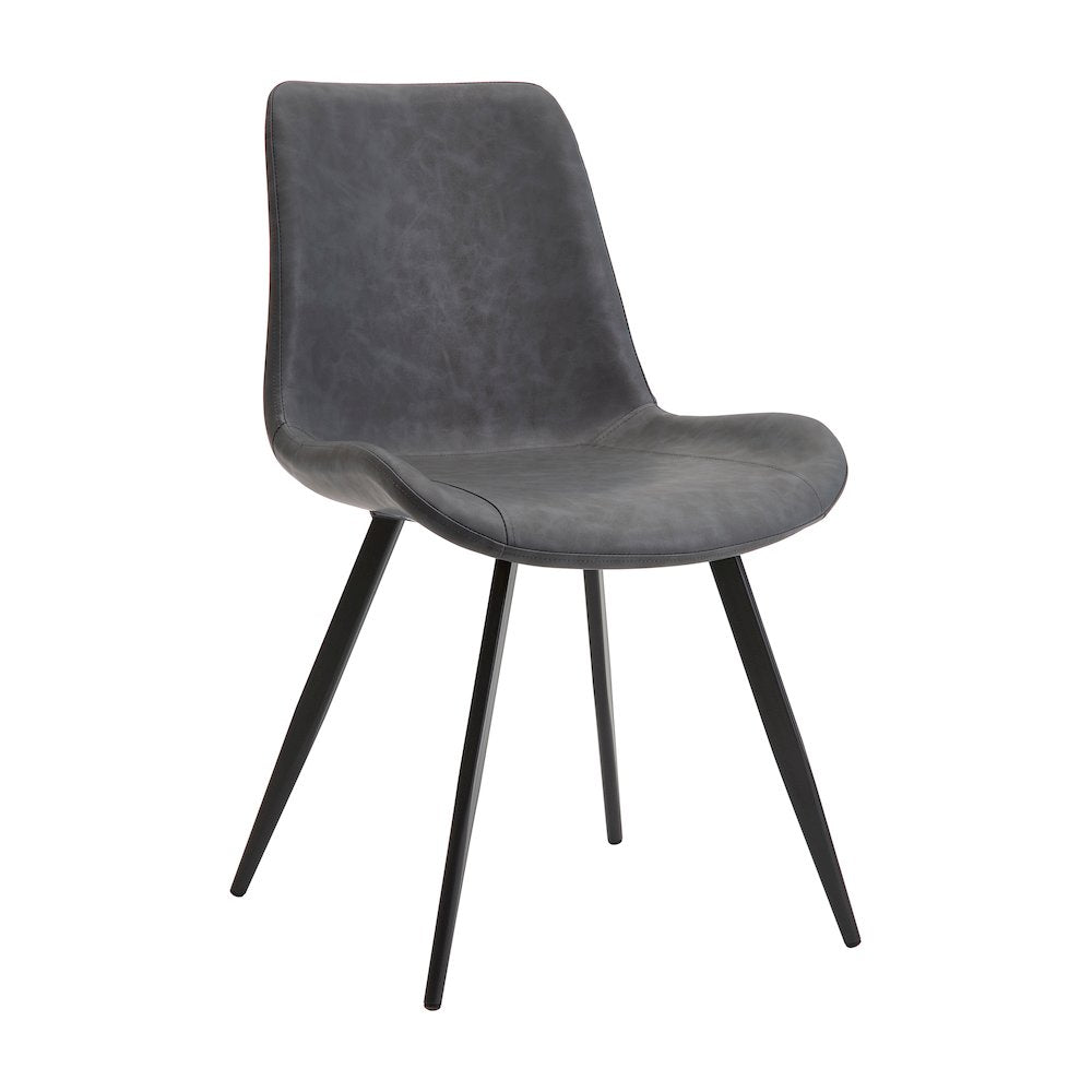 Brixley Faux Leather Dining Side Chair, Set of 2 in Gray
